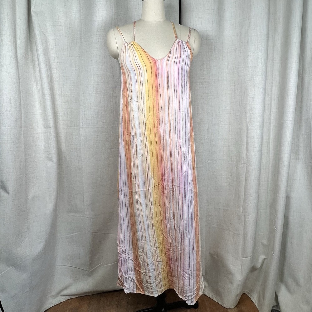 New! Z Supply Resort Sayulita‎ Pastel Striped Rainbow Maxi Dress Size Small